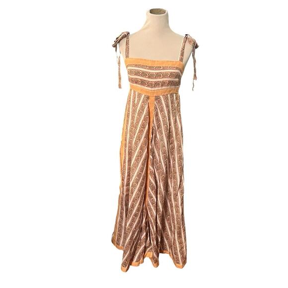 Hannah Artwear Serena Striped Midi Dress •Women 1 /S• Linen Blush Chevron Maxi - Picture 5 of 14